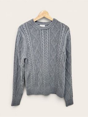 Goodfellow & Co Gray Cable-Knit Crewneck Sweater